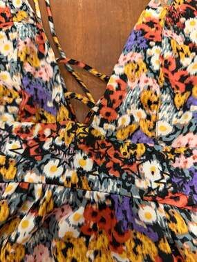 Urban Outfitters Naomi Strappy Back Satin Floral Mini Dress